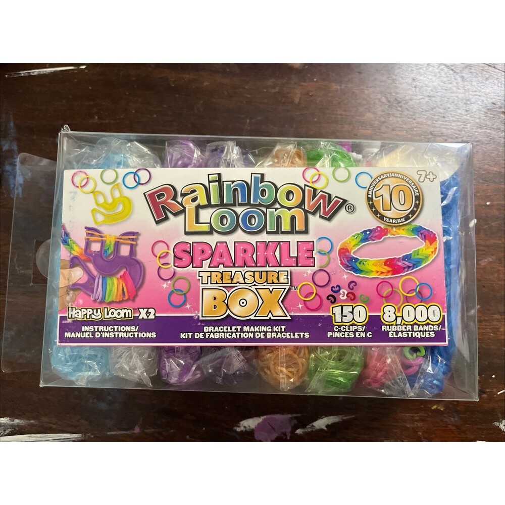 Rainbow Loom Sparkle Treasure Box Kit 8,000 Bands 150 C-Clips Multicolor